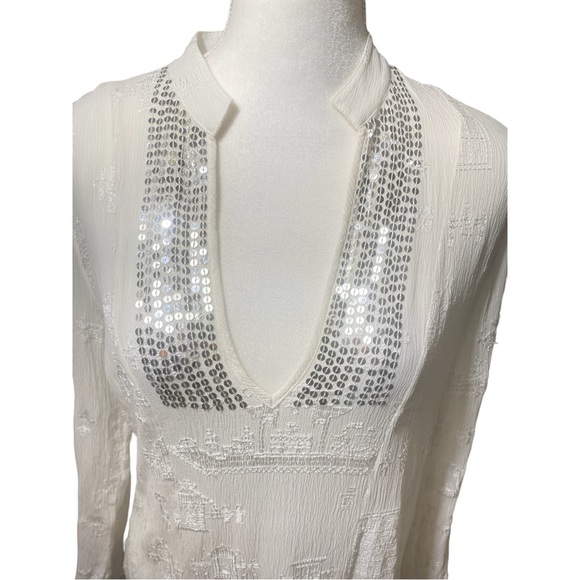 Chico’s Embroidered Silk Tunic Sz 1 (M) - Picture 3 of 11